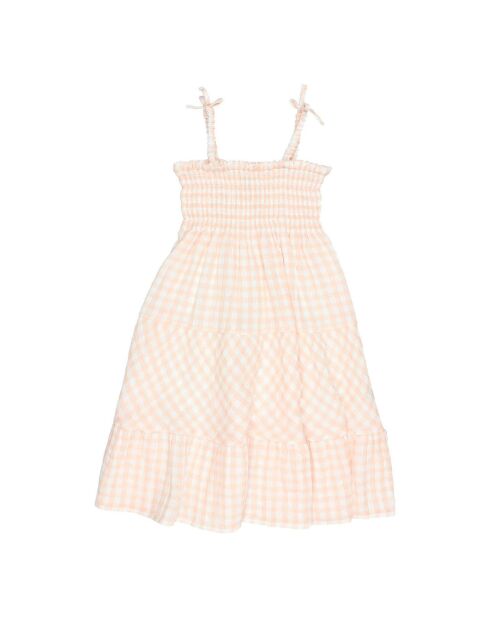 Robe Vichy Mousseline saumon/blanc