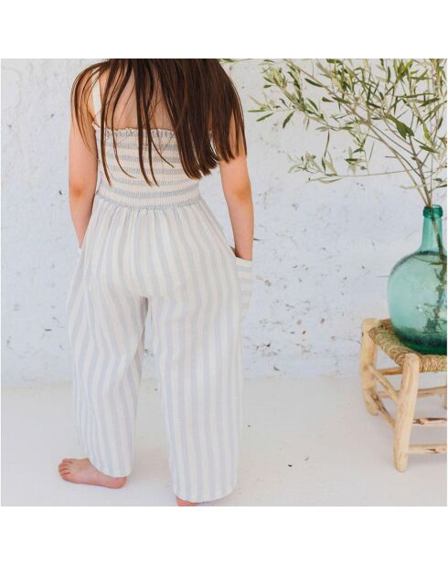 Combinaison Rayée Mousseline gris galet