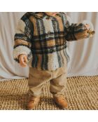 Manteau Façon Fourrure à Carreaux Bébé écru