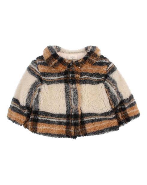 Manteau Façon Fourrure à Carreaux Bébé écru