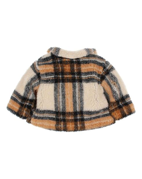 Manteau Façon Fourrure à Carreaux Bébé écru