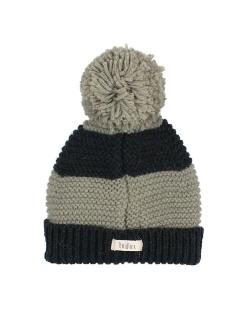 Bonnet en Laine mélangée Rayé bleu nuit