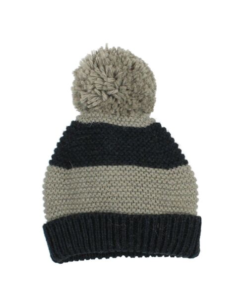 Bonnet en Laine mélangée Rayé bleu nuit