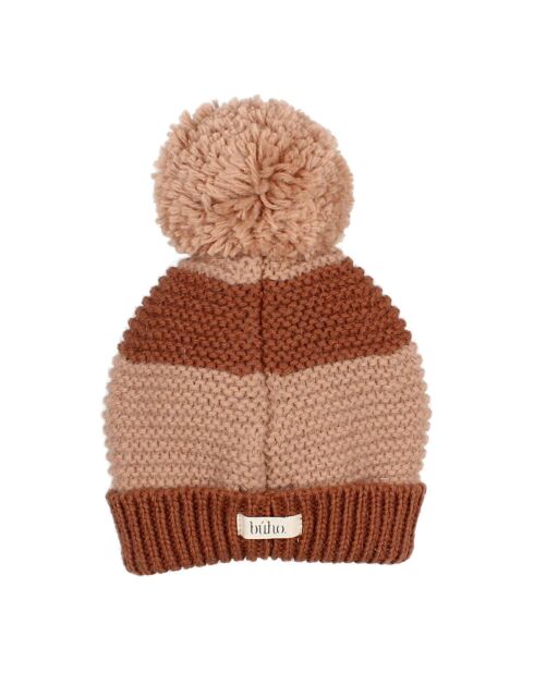 Bonnet en Laine mélangée Rayé camel