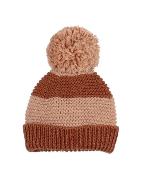 Bonnet en Laine mélangée Rayé camel