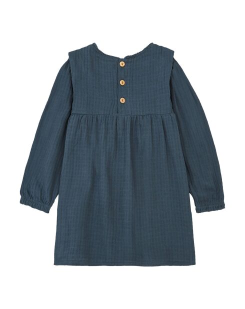 Robe en Gaze de Coton Bio Love bleu nuit