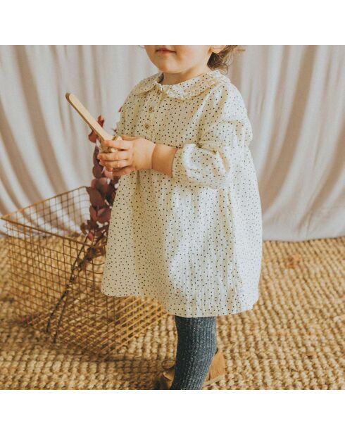 Robe en Coton Bio Pois écrue