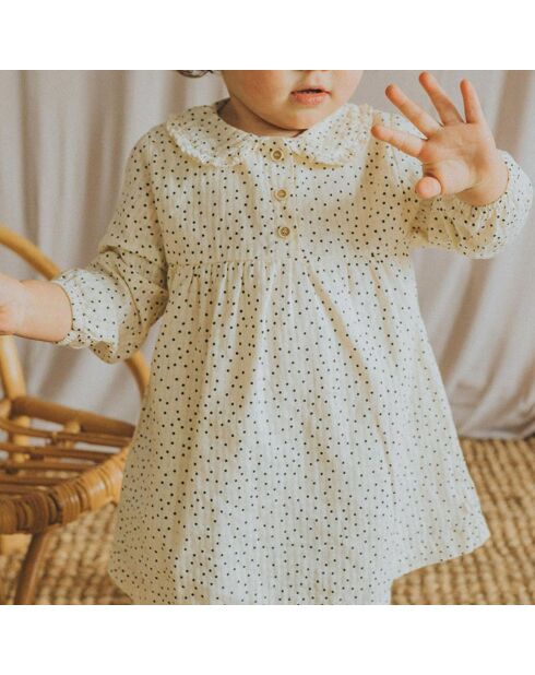 Robe en Coton Bio Pois écrue