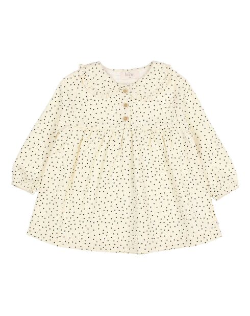 Robe en Coton Bio Pois écrue