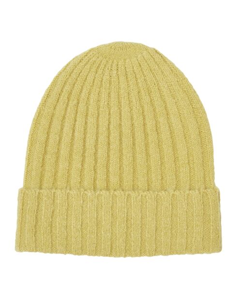 Bonnet côtelé jaune