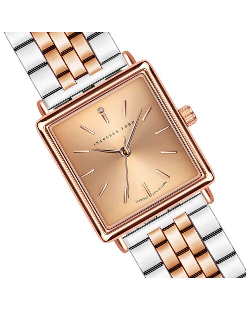 Montre Adeline en Acier & Diamant rose doré/argenté