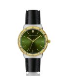 Montre Olympe en Cuir & Diamant noire