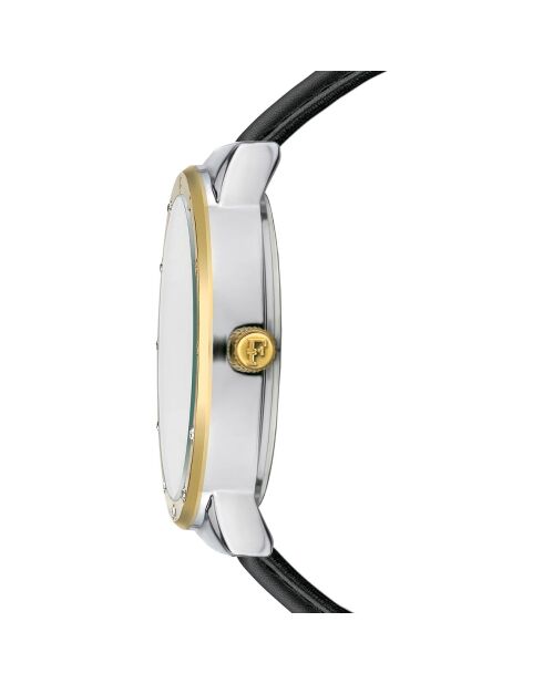 Montre Olympe en Cuir & Diamant noire