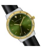 Montre Olympe en Cuir & Diamant noire