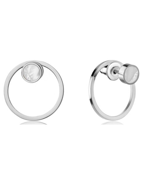 2 Paires de Boucles d'oreilles Emma en Acier argentées