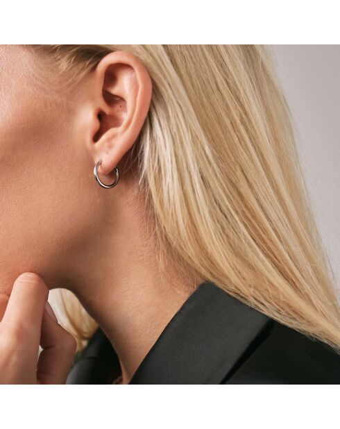 2 Paires de Boucles d'oreilles Laura en Acier argentées