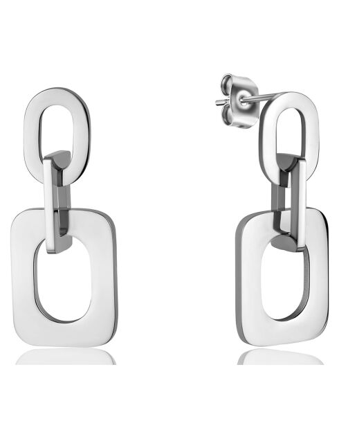 2 Paires de Boucles d'oreilles Laura en Acier argentées