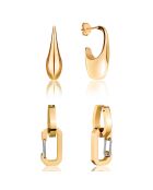 2 Paires de Boucles d'oreilles Iris en Acier dorées