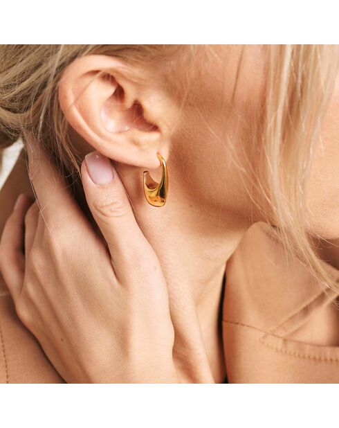 2 Paires de Boucles d'oreilles Iris en Acier dorées
