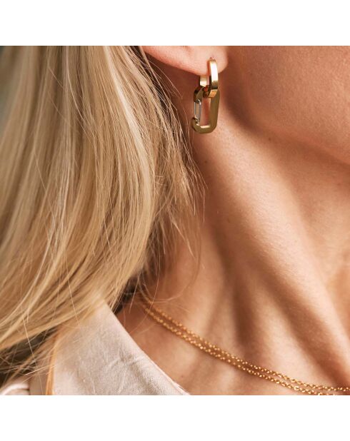 2 Paires de Boucles d'oreilles Iris en Acier dorées