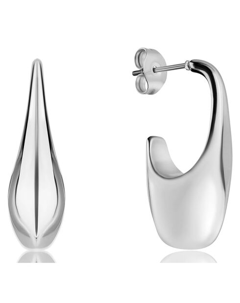 2 Paires de Boucles d'oreilles Iris en Acier argentées