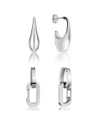 2 Paires de Boucles d'oreilles Iris en Acier argentées