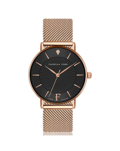 Montre & Bracelet Naomi en Acier & Diamant rose doré