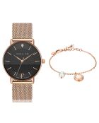Montre & Bracelet Naomi en Acier & Diamant rose doré