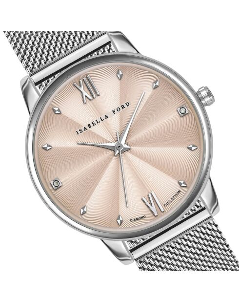 Montre & Bracelet Skylar en Acier & Diamant argentés