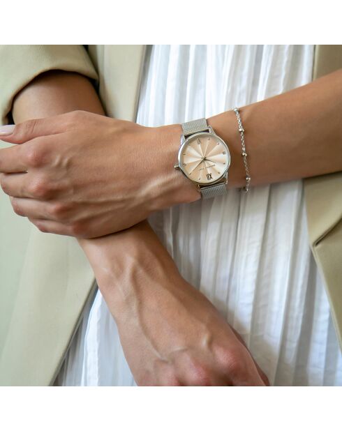 Montre & Bracelet Skylar en Acier & Diamant argentés