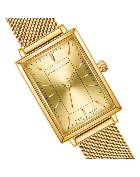 Montre & Bracelet Elodie en Acier & Diamant dorés