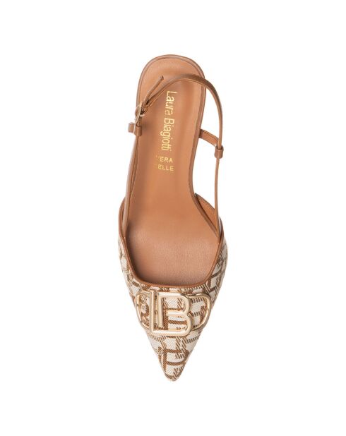 Beigefarbene Slingbacks von Aurore mit 6 cm Absatz