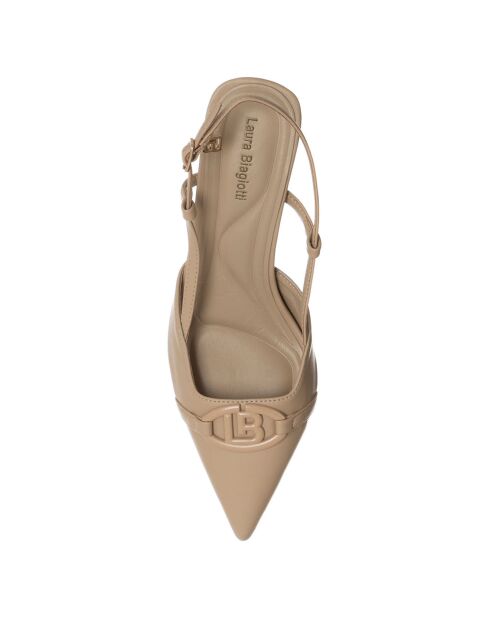 Bernsteinbeige Slingbacks - 6 cm Absatz