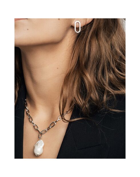 2 Paires de Boucles d'oreilles Emma en Acier argentées