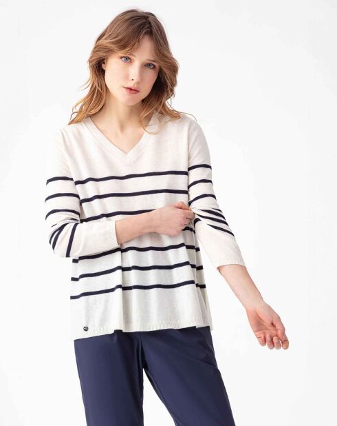 Pull en Laine mélangée Danae écru/marine