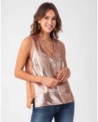 Débardeur Lina beige/doré