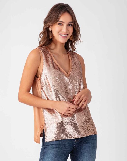 Débardeur Lina beige/doré