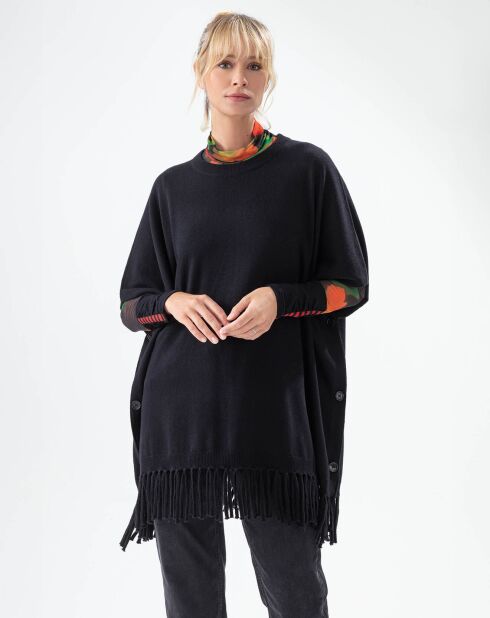 Poncho 100% Laine Claire noir