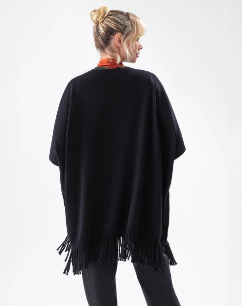 Poncho 100% Laine Claire noir