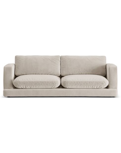 Canapé en Velours Daphne 3 Places Beige Clair - 210x105x86 cm