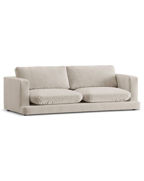 Canapé en Velours Daphne 3 Places Beige Clair - 210x105x86 cm