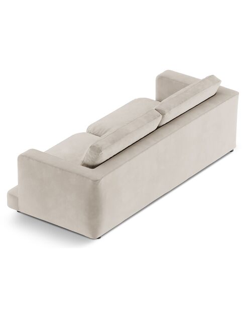 Canapé en Velours Daphne 3 Places Beige Clair - 210x105x86 cm