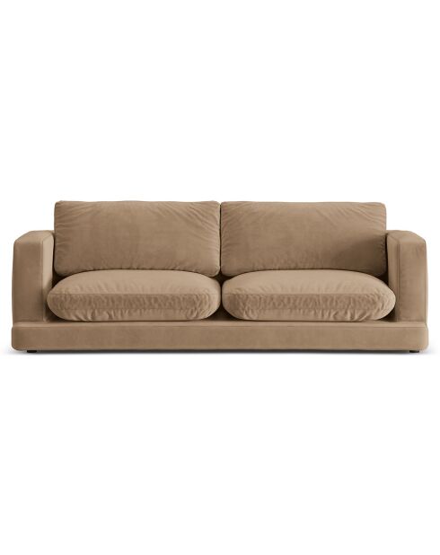 Canapé en Velours Daphne 3 Places Beige Foncé - 210x105x86 cm