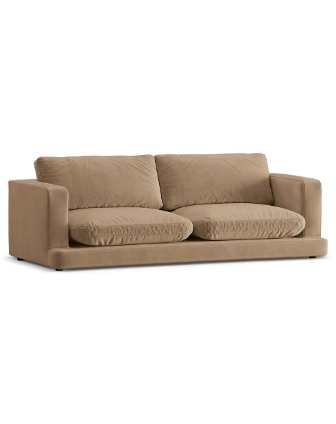 Canapé en Velours Daphne 3 Places Beige Foncé - 210x105x86 cm