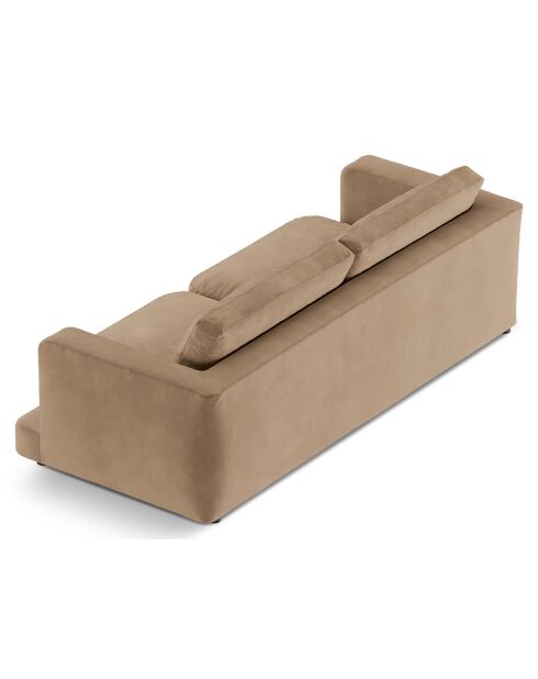 Canapé en Velours Daphne 3 Places Beige Foncé - 210x105x86 cm