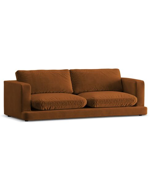 Canapé en Velours Daphne 3 Places Terracotta - 210x105x86 cm