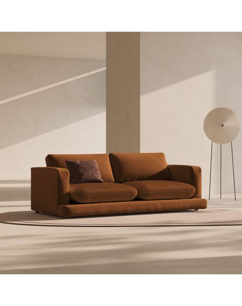Canapé en Velours Daphne 3 Places Terracotta - 210x105x86 cm