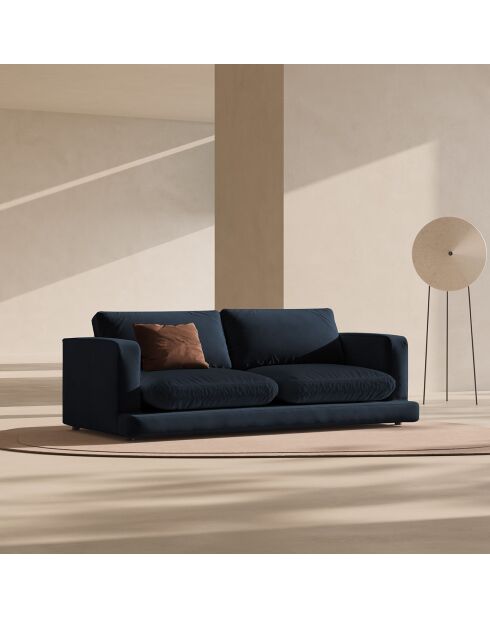 Canapé en Velours Daphne 3 Places Bleu Foncé - 210x105x86 cm