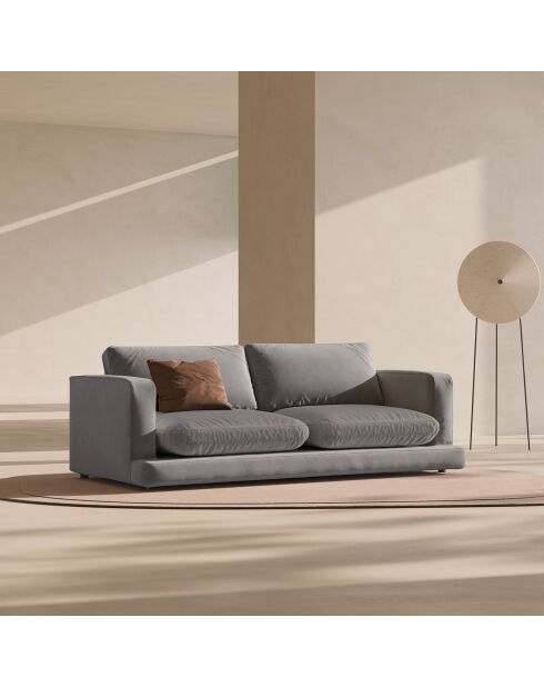 Canapé en Velours Daphne 3 Places Gris Clair - 210x105x86 cm