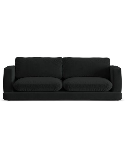 Canapé en Velours Daphne 3 Places Noir - 210x105x86 cm